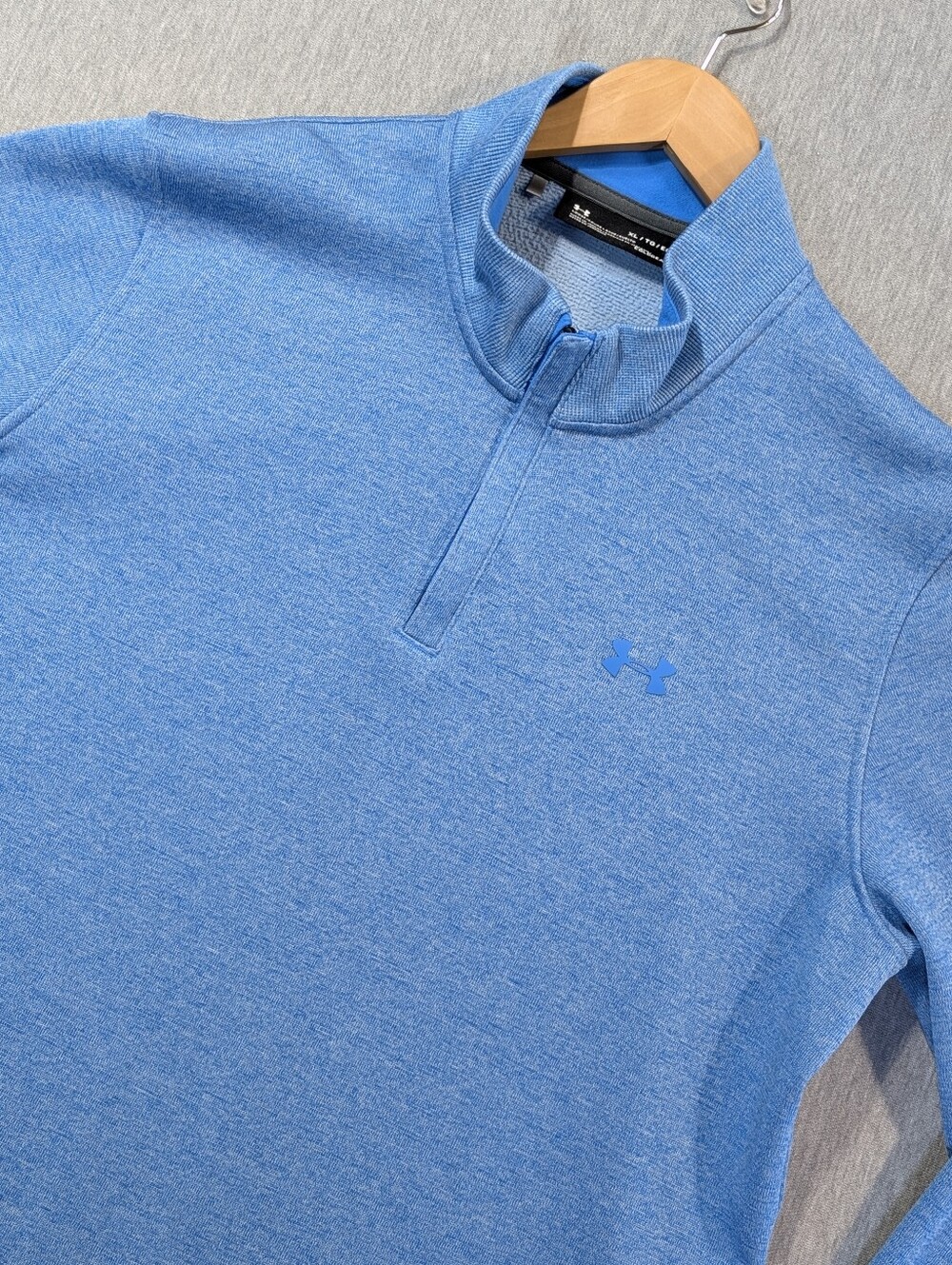 Under Armour Loose Fit 1/4 Zip Pullover Men's XL Heathered Blue Fleece Lined